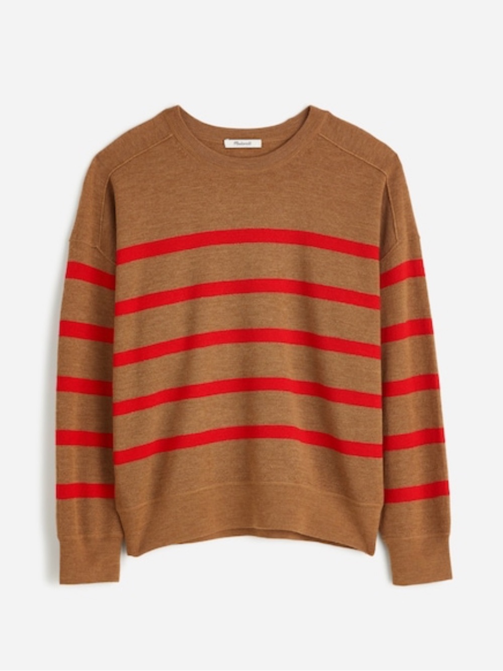 Madewell Women’s Merino Wool Pullover Sweater Camel Stripe | Size S